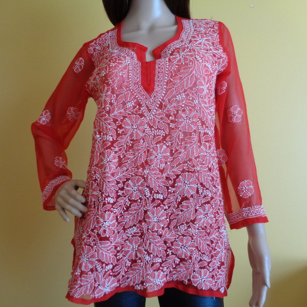 Beautifully embroidered tunic cover up blouse